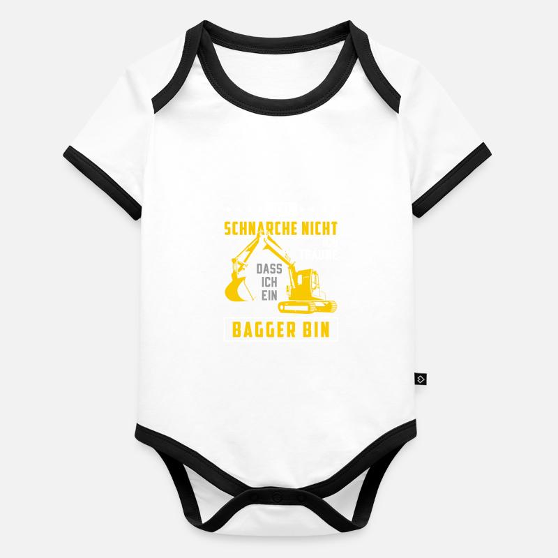 Bagger Schnarchen Baggerfahrer Schlafen Spruch Baby Bio-Kurzarm-Kontrastbody