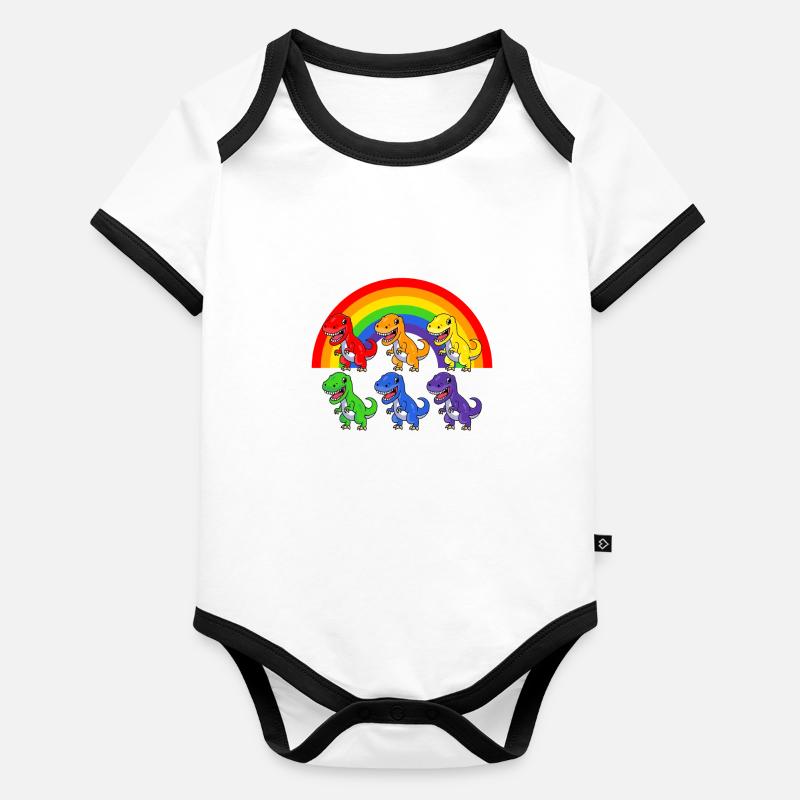LGBT Rainbow Dinosaurs Pride T-Rex Gift Organic Baby Contrasting Bodysuit