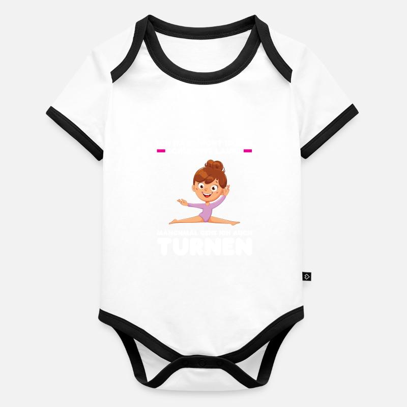Turnen Mädchen Gymnastik Geschenk Baby Bio-Kurzarm-Kontrastbody