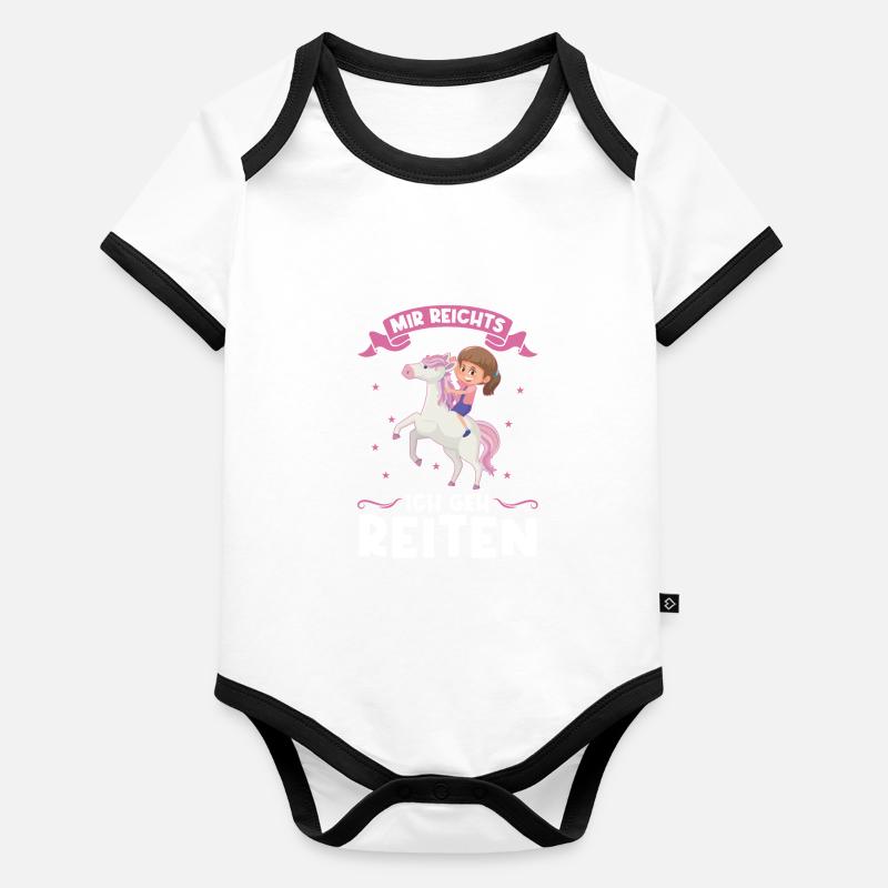 Reiten Mädchen Reiterin Geschenk Baby Bio-Kurzarm-Kontrastbody