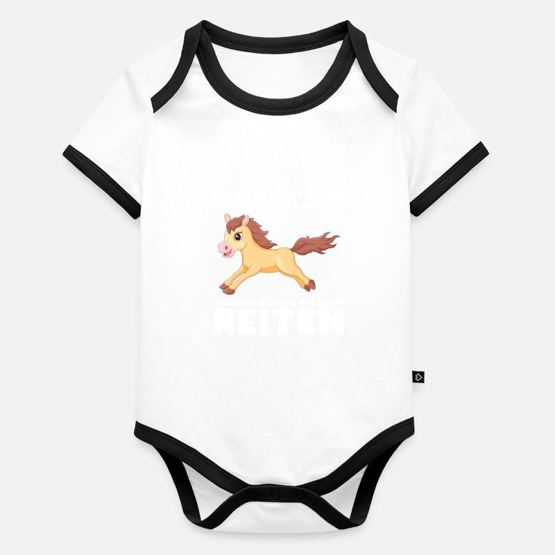 Reiten Mädchen Reiterin Geschenk Baby Bio-Kurzarm-Kontrastbody