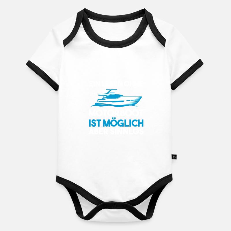 Motorboot Boot Bootfahren Geschenk Baby Bio-Kurzarm-Kontrastbody