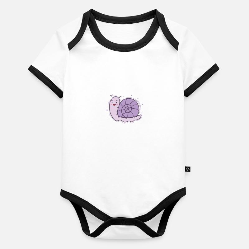 Snail, Snail Shell, Animal Organic Baby Contrasting Bodysuit