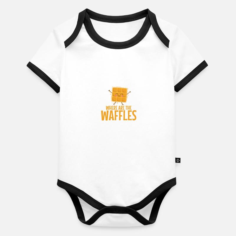 Where are the Waffles Snack Gebäck Bäcker Baby Bio-Kurzarm-Kontrastbody