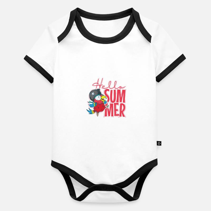 Hello Summer Papagei Pirat Tier Vogel Baby Bio-Kurzarm-Kontrastbody