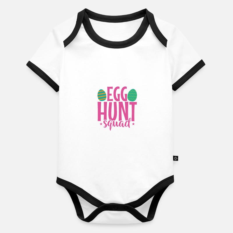 Egg Hunt Squad Oeufs de Pâques colorés Body Bébé bio contrasté manches courtes