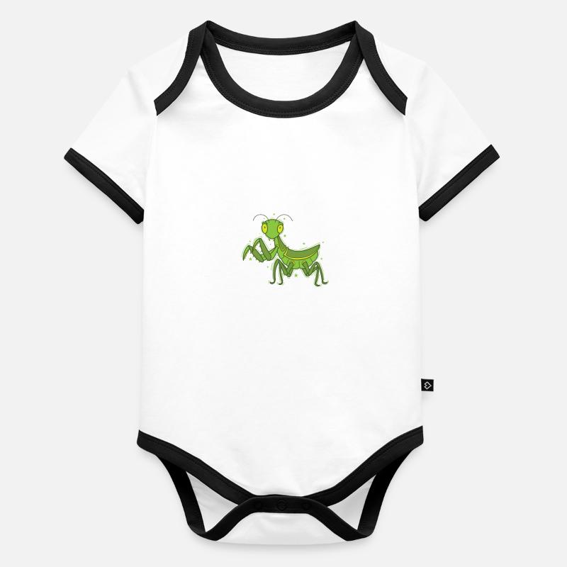 Mante religieuse beauté verte Body Bébé bio contrasté manches courtes