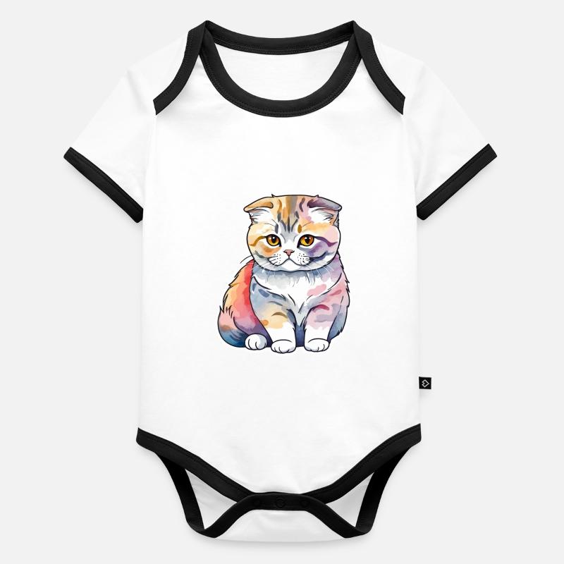 Scottish Fold Scottish Fold-Eared Cat Organic Baby Contrasting Bodysuit