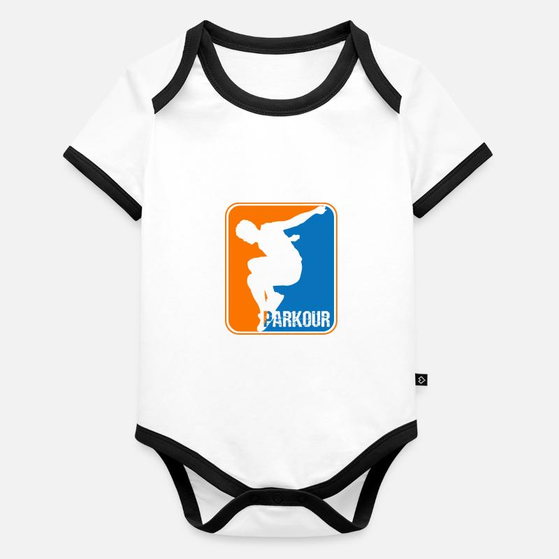 Parkour Sport Logo Baby Bio-Kurzarm-Kontrastbody