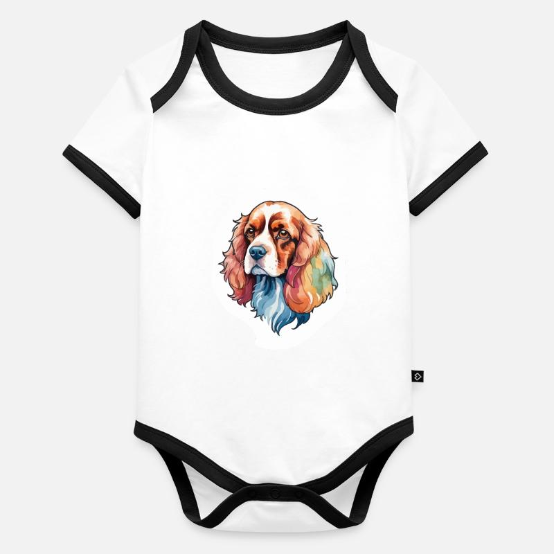 American Cocker Spaniel Wasserfarben Baby Bio-Kurzarm-Kontrastbody