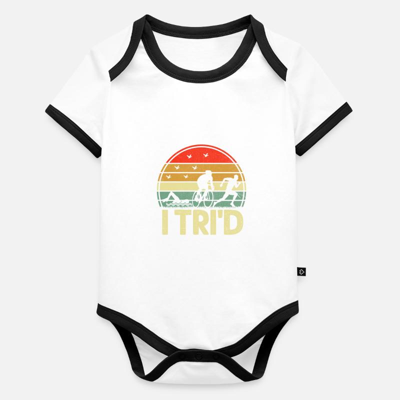 I Tri’d Triathlons Triathlon Natation Vélo Course Triathl Body Bébé bio contrasté manches courtes