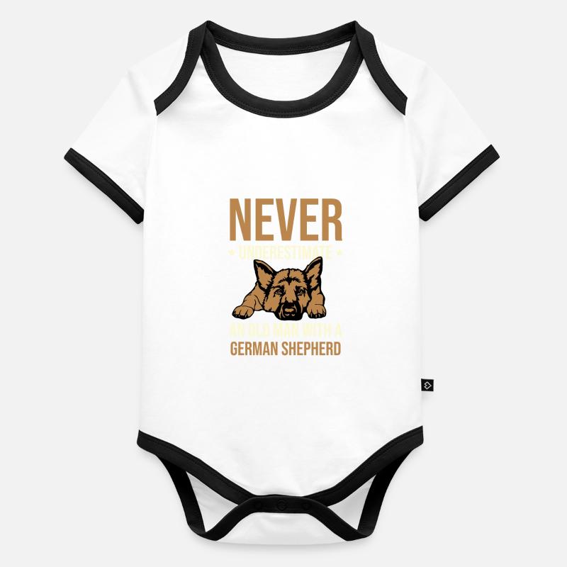 Unterschätze niemals einen alten Mann mit einem deutschen Hirten Baby Bio-Kurzarm-Kontrastbody