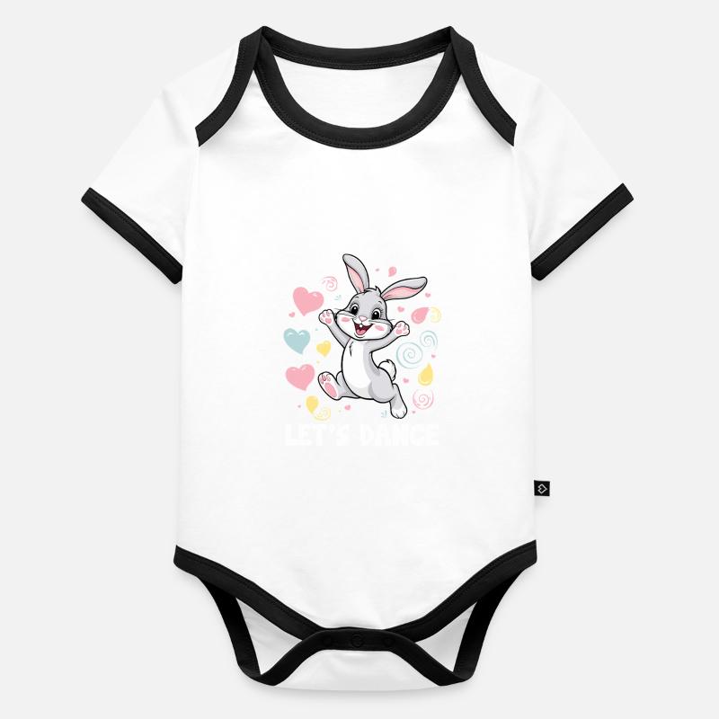 A Bunny Dancing Let's Dance For Dancing Dancer Organic Baby Contrasting Bodysuit
