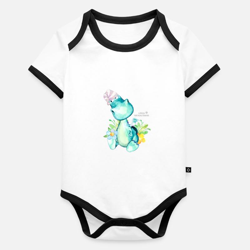 watercolored Urmeli / Pastel blue Baby Bio-Kurzarm-Kontrastbody