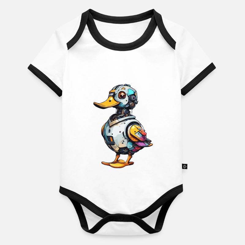 Roboter Tier / KI / Mechanisierte Tiere / Comic Baby Bio-Kurzarm-Kontrastbody