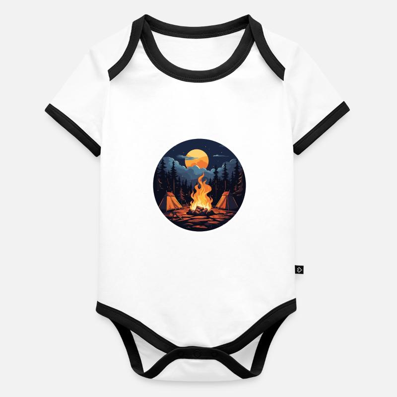 Camping Body Bébé bio contrasté manches courtes
