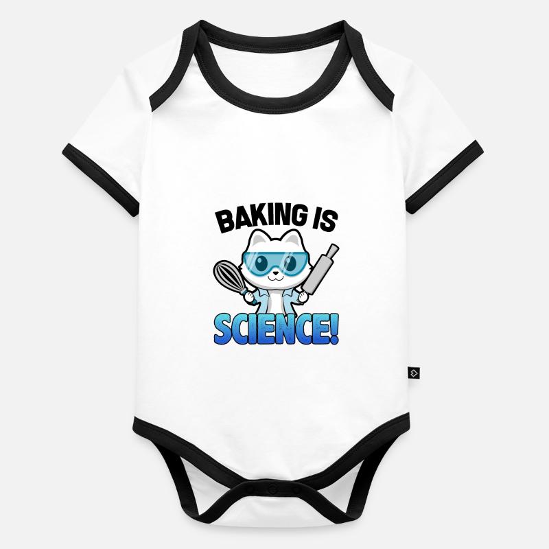 Funny Scientist Kitty Baker Baking is Science Gift Organic Baby Contrasting Bodysuit