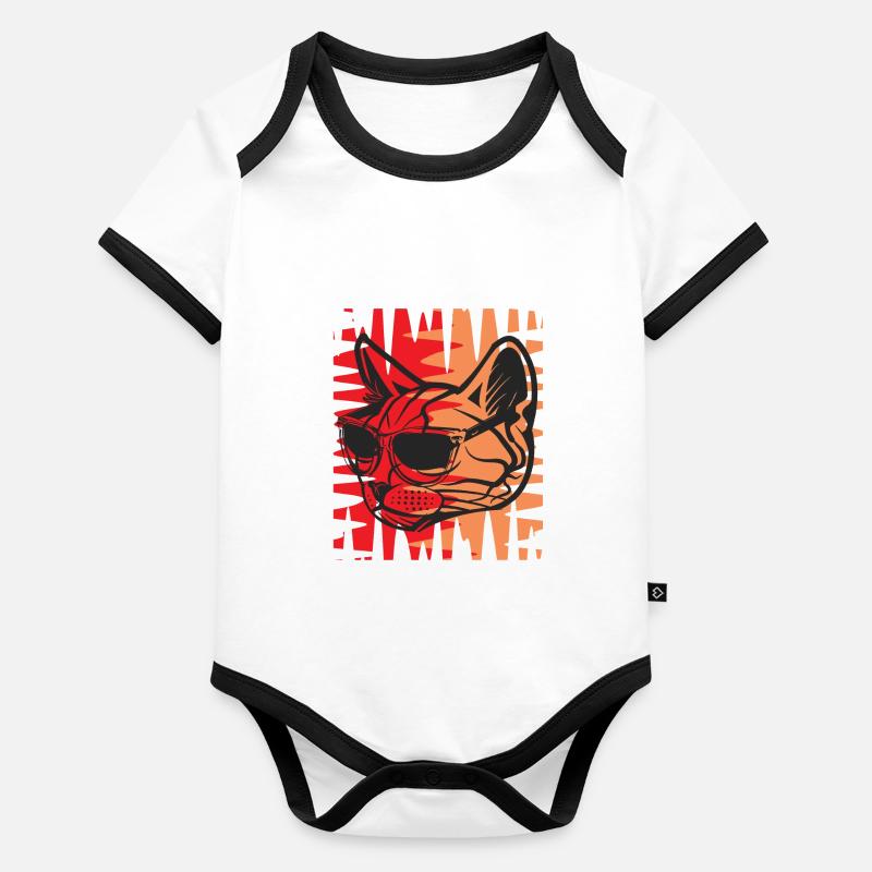 Cat Sunglasses Baby Bio-Kurzarm-Kontrastbody