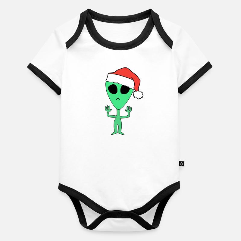 Alien Weihnachten Weihnachtsmann Baby Bio-Kurzarm-Kontrastbody