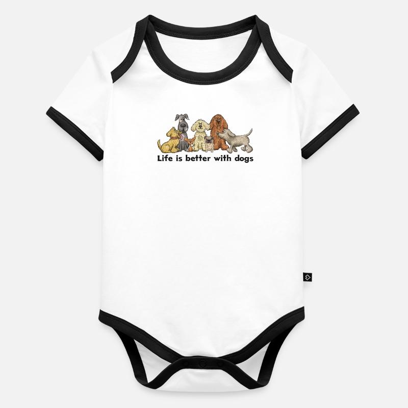 Hundebande life is better Baby Bio-Kurzarm-Kontrastbody