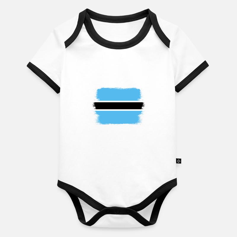 Drapeau du Botswana Drapeau du Botswana Afrique Body Bébé bio contrasté manches courtes