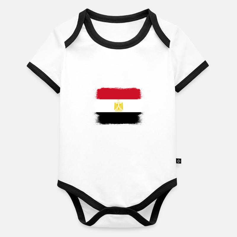 Egypte Drapeau Hurghada Afrique Drapeau égyptien Body Bébé bio contrasté manches courtes