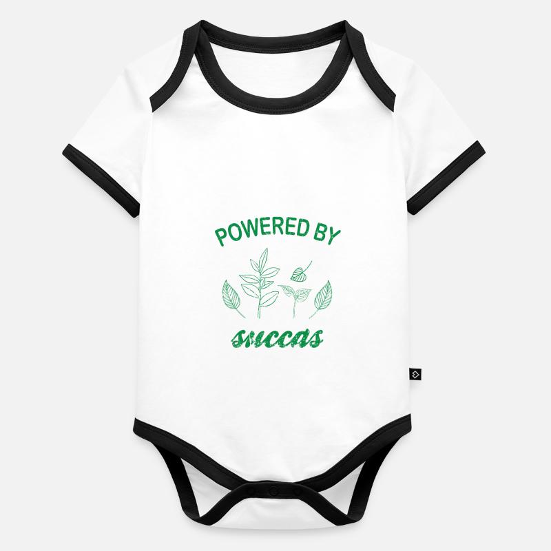 Powered By Succa's Green Plant Cactus Lovers Organic Baby Contrasting Bodysuit