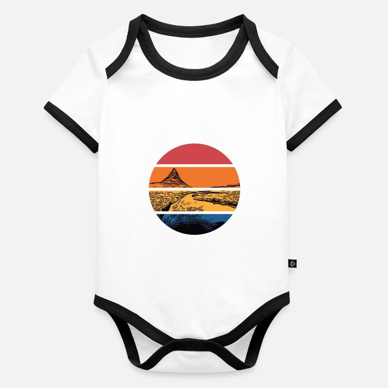 River at sunset with mountain Organic Baby Contrasting Bodysuit