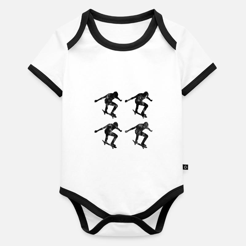 Skateboarder Skateboard Skater Skate Skateing Organic Baby Contrasting Bodysuit
