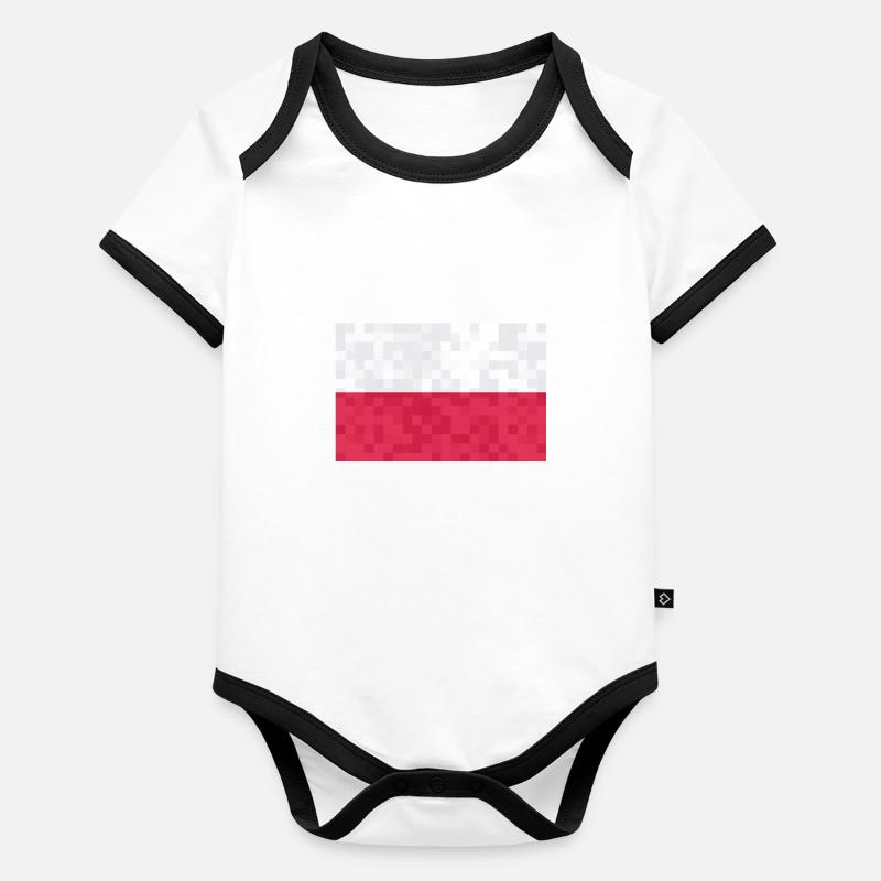 Pologne Drapeau utilisé Look Polska Drapeau polonais Body Bébé bio contrasté manches courtes