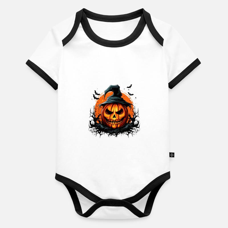 Halloween Magic Scitrouille effrayante avec chauve-souris Body Bébé bio contrasté manches courtes