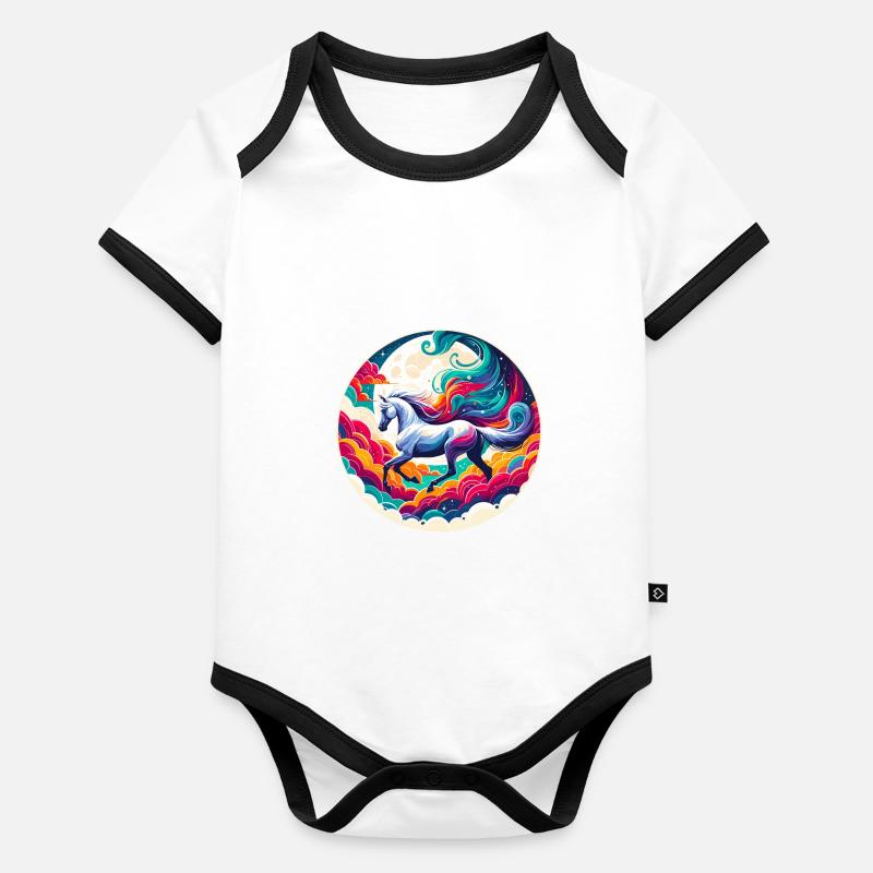 Arabische Pferdekunst Baby Bio-Kurzarm-Kontrastbody