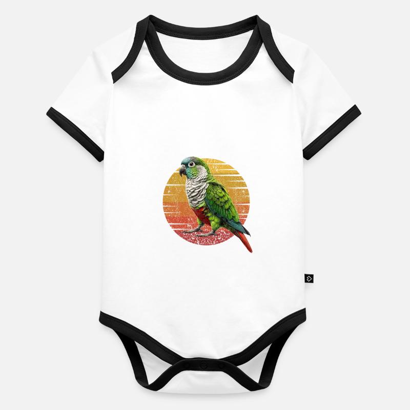 Green Cheeked Conure Funny Conure Parrot Organic Baby Contrasting Bodysuit