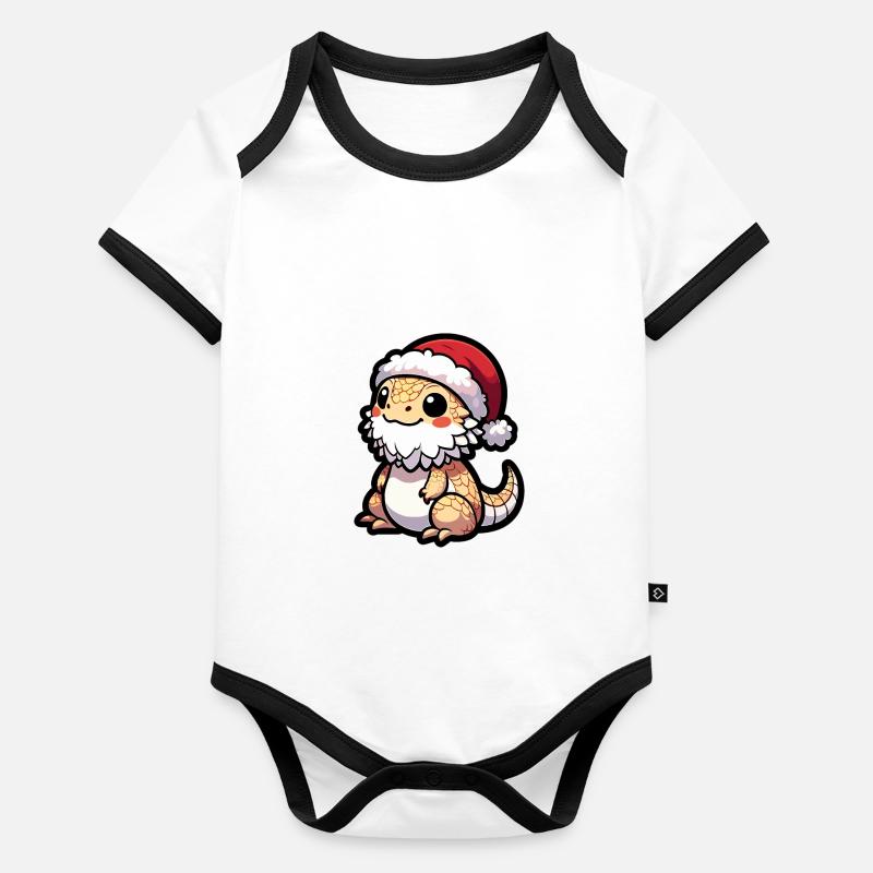Mignon dragon barbu Noël Body Bébé bio contrasté manches courtes
