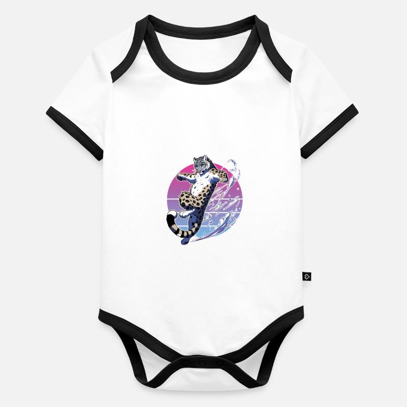Snow Leopard Leopard White Leopard Organic Baby Contrasting Bodysuit