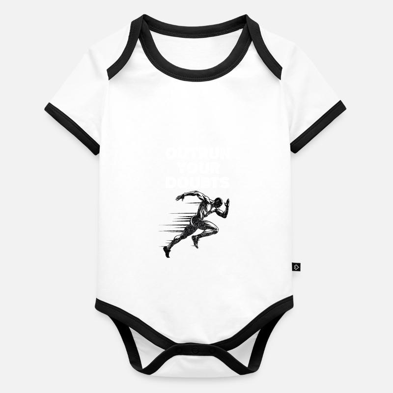 Coureur sur piste Sprinter Sprint 100m sprinter Body Bébé bio contrasté manches courtes