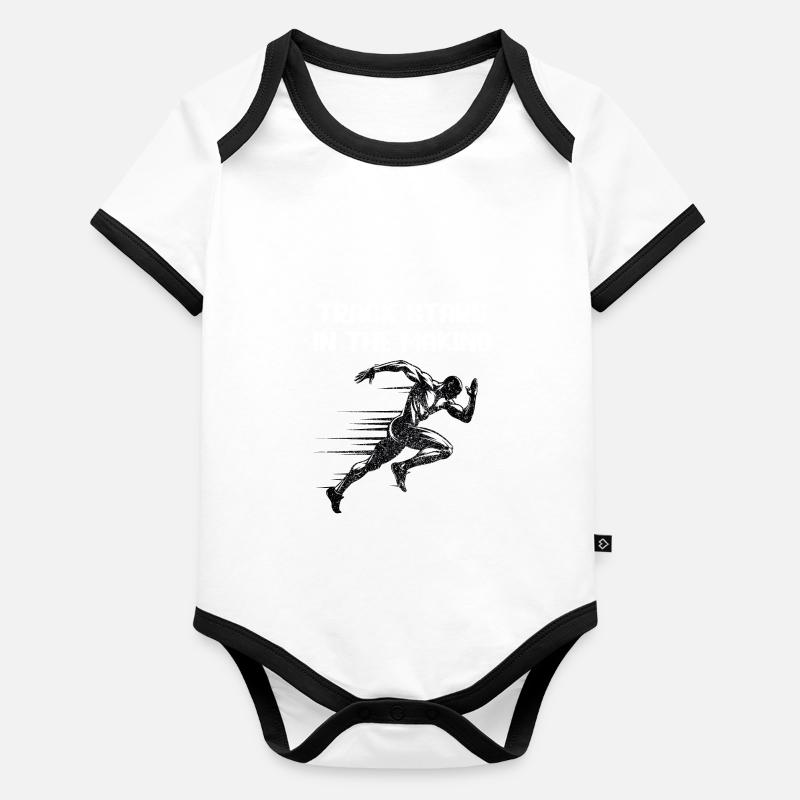 Coureur sur piste Sprinter Sprint 100m sprinter Body Bébé bio contrasté manches courtes