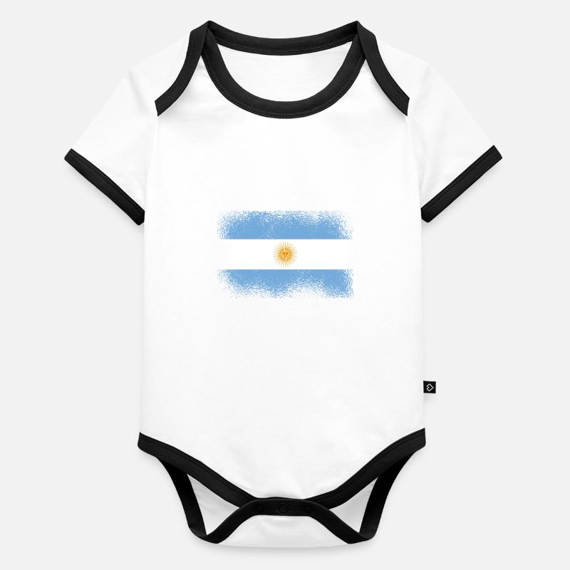 Drapeau de l’Argentine Amérique du Sud Drapeau argentin Body Bébé bio contrasté manches courtes