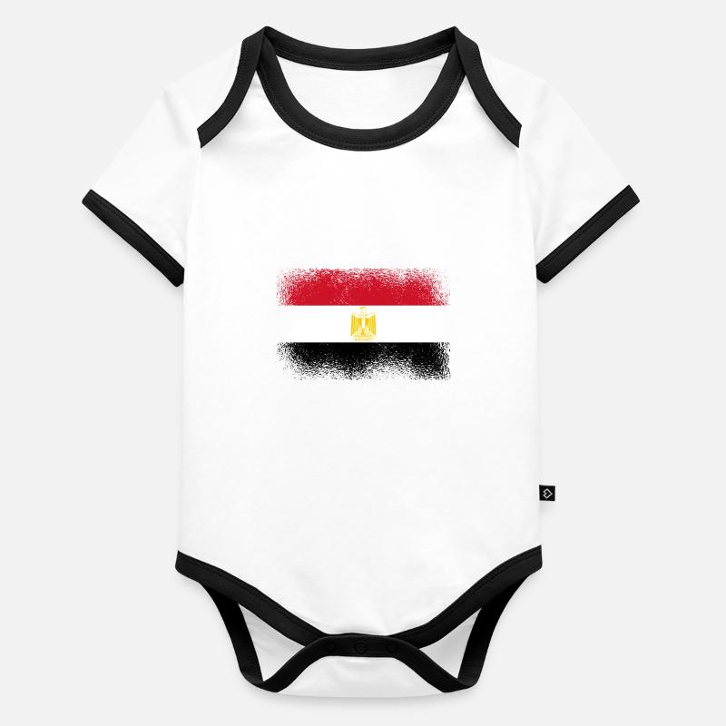 Egypte Drapeau Hurghada Afrique Drapeau égyptien Body Bébé bio contrasté manches courtes
