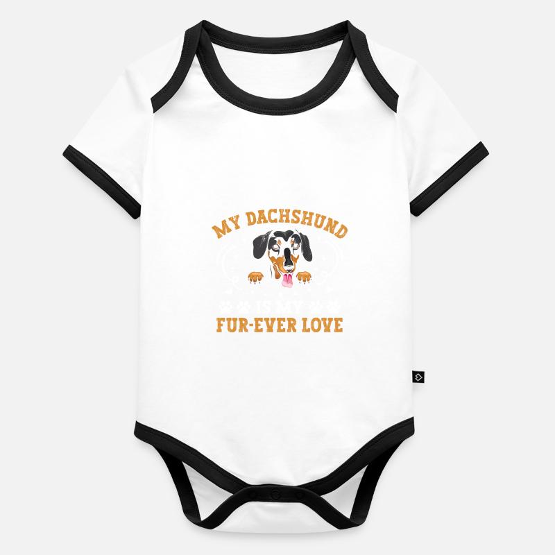 Mon teckel est mon amour à fourrure Propriétaire de chien Chien Lov Body Bébé bio contrasté manches courtes