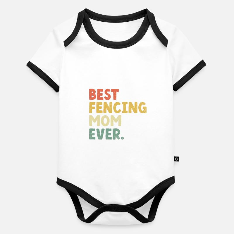 Meilleure Escrime Maman Jamais Épée Épée Escrimeuse Mère Body Bébé bio contrasté manches courtes