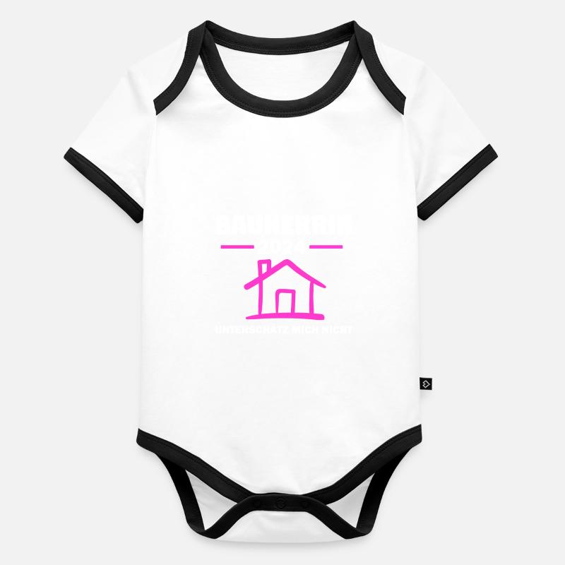 Bauherrin 2024 Hausbau Bauleiterin Geschenk Baby Bio-Kurzarm-Kontrastbody