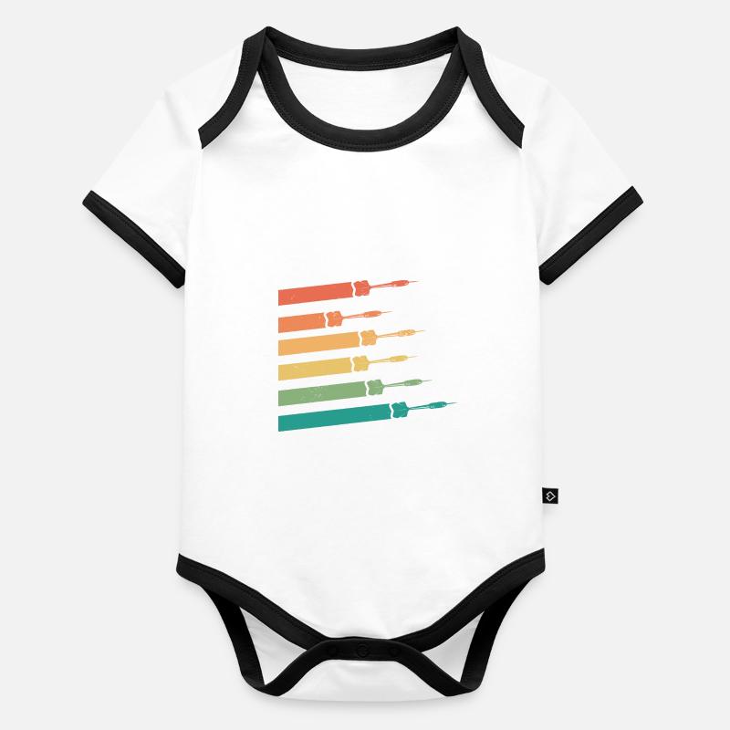 Retro Graphic Dart Player Darts Dartboard Bullseye Organic Baby Contrasting Bodysuit