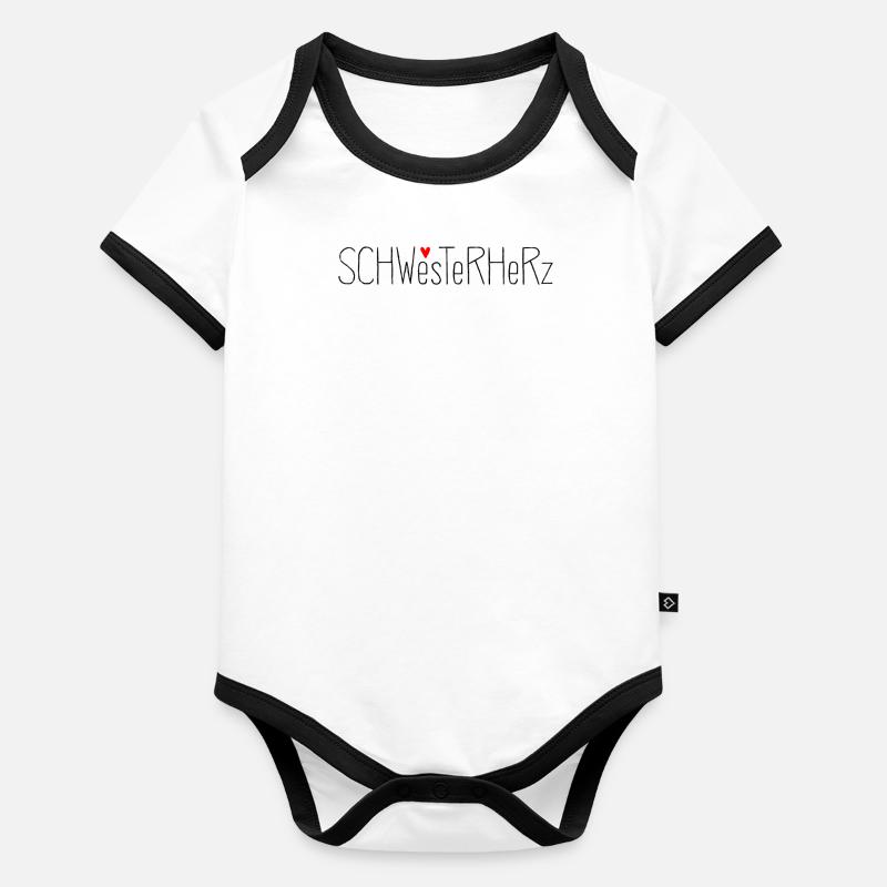 Label Schwesterherz Baby Bio-Kurzarm-Kontrastbody