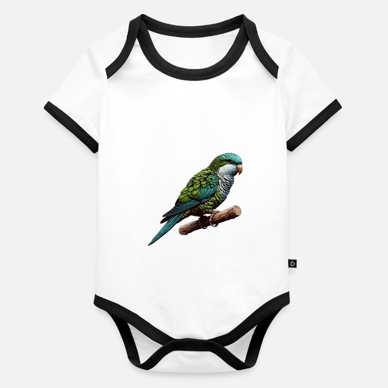 Perroquet Quaker Moine Perruche Body Bébé bio contrasté manches courtes