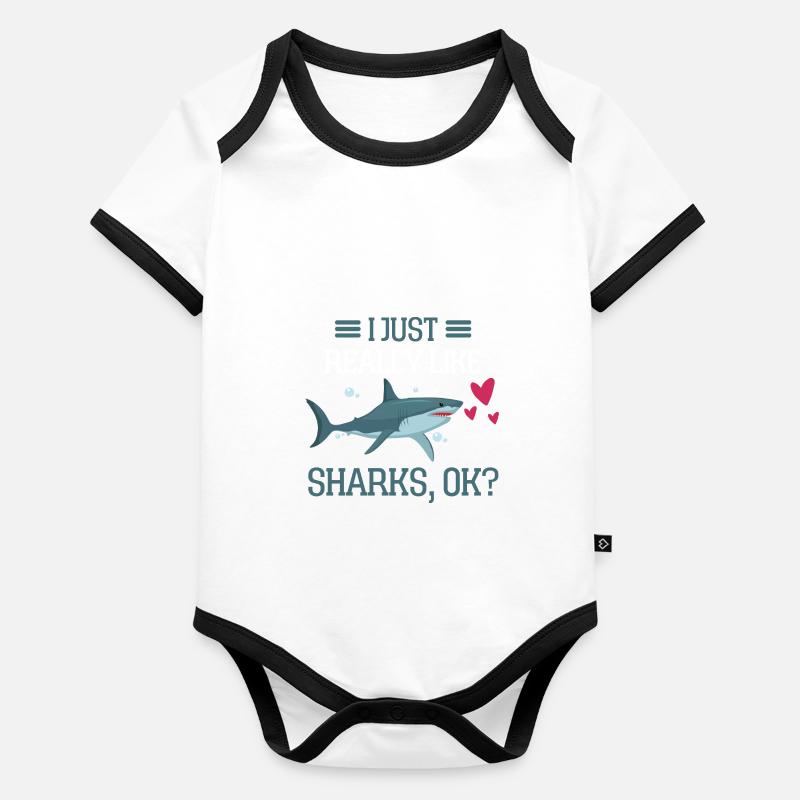 Predator Ocean Animal Gift Drôle de requin Body Bébé bio contrasté manches courtes