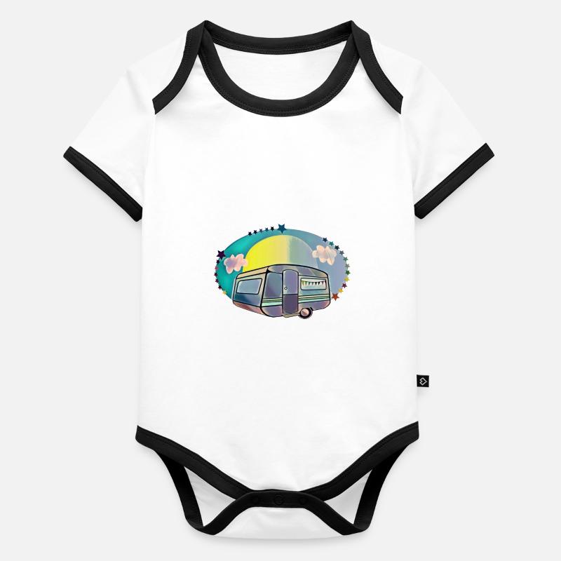 Camping campers caravan love Organic Baby Contrasting Bodysuit