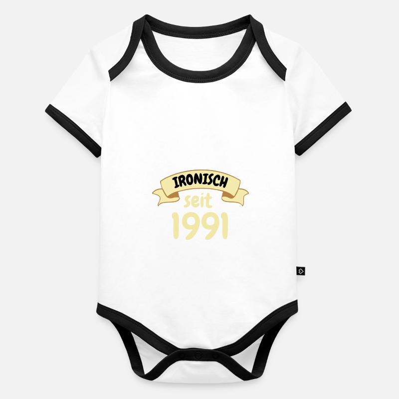 32 Jahre Geburtstag Geschenk Ironisch seit 1991 Baby Bio-Kurzarm-Kontrastbody