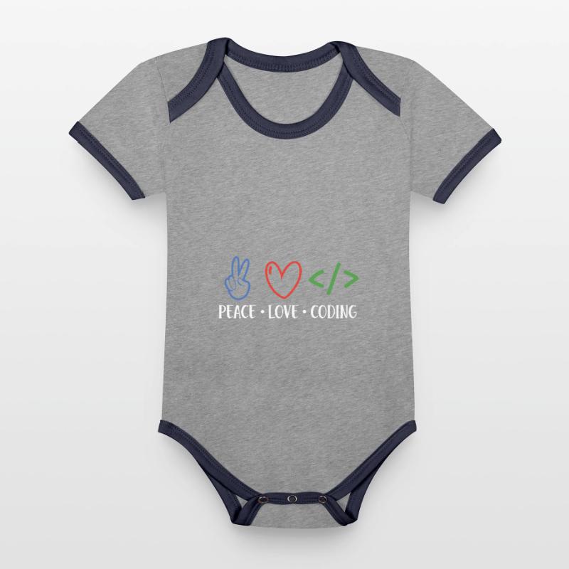 Peace Love Coding Coder Software Developer Program Baby Bio-Kurzarm-Kontrastbody