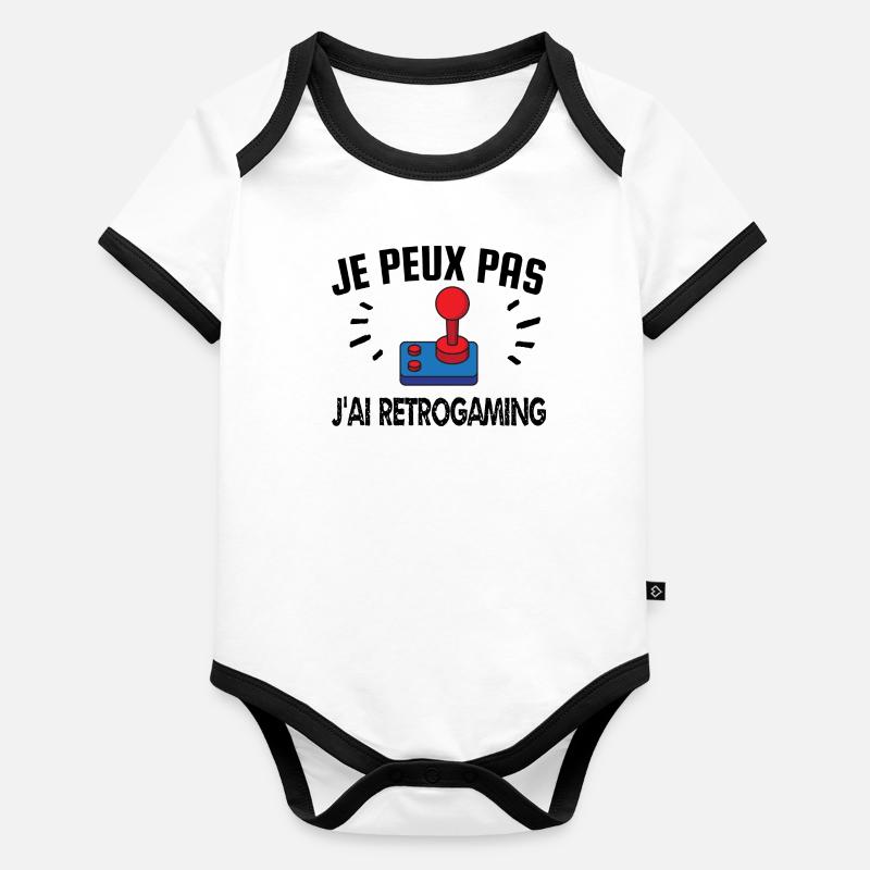 je peux pas j'ai rétrogaming Body Bébé bio contrasté manches courtes